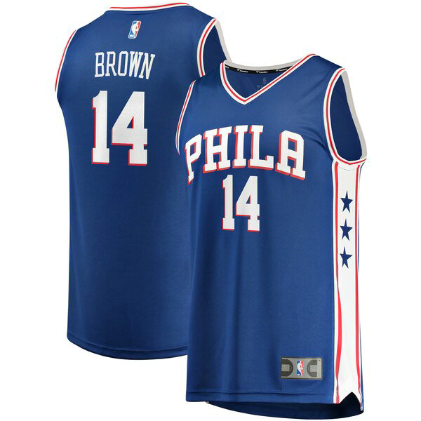 Camiseta Anthony Brown 14 Philadelphia 76ers Icon Edition Azul Hombre